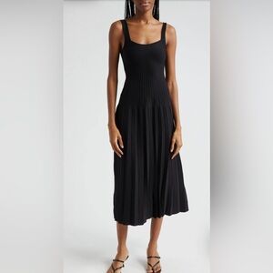 NWT Staud Ellison Pleated Knit Dress, black, size Small